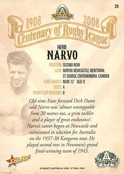 2008 NRL Centenary #39 Herb Narvo Back